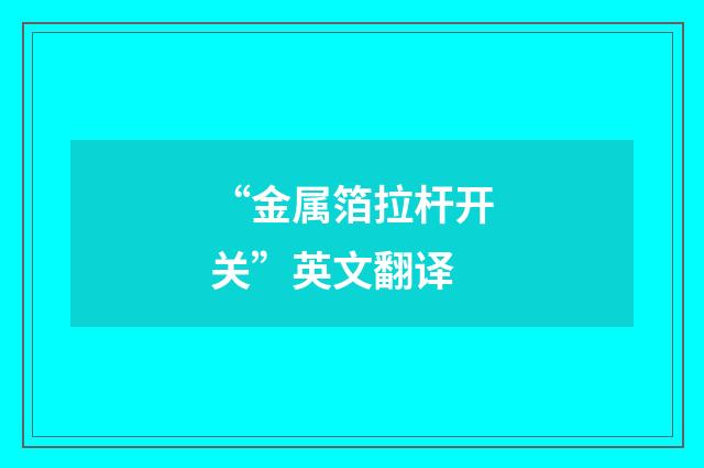 “金属箔拉杆开关”英文翻译