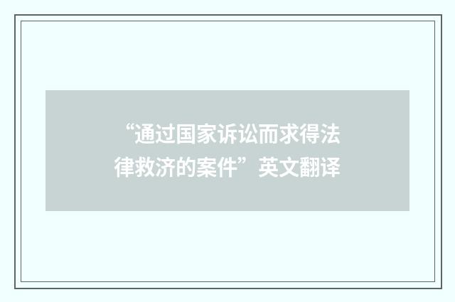 “通过国家诉讼而求得法律救济的案件”英文翻译