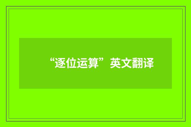 “逐位运算”英文翻译