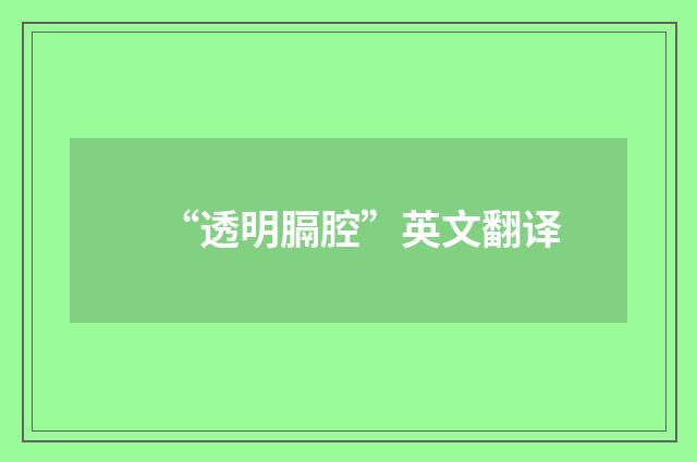 “透明膈腔”英文翻译