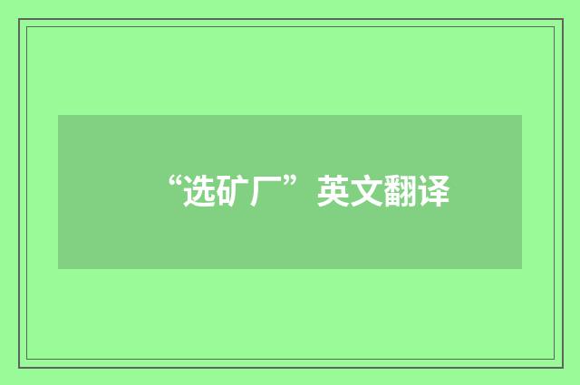 “选矿厂”英文翻译