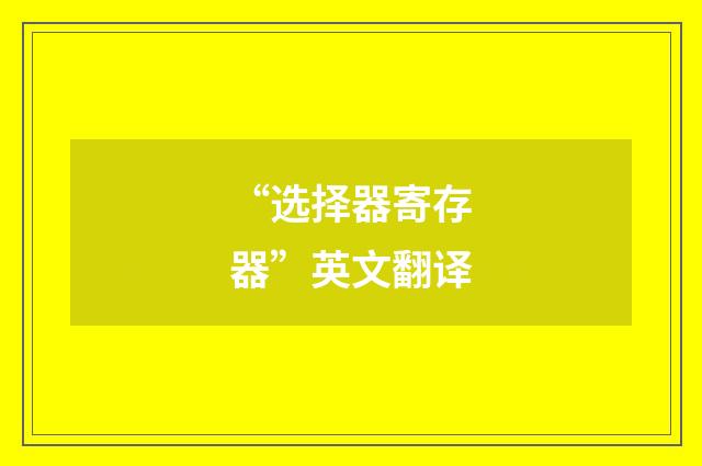 “选择器寄存器”英文翻译
