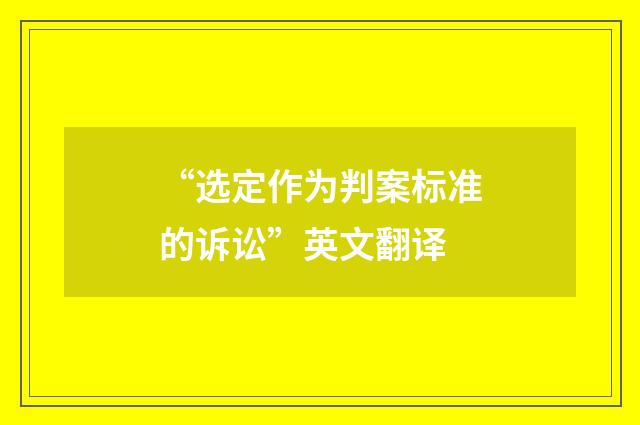 “选定作为判案标准的诉讼”英文翻译