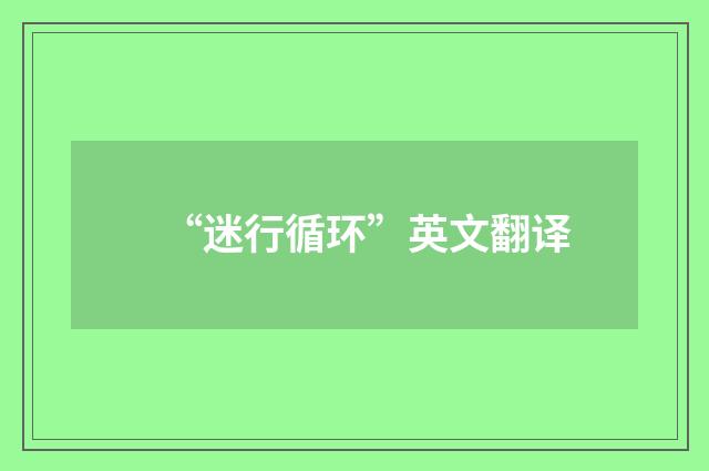 “迷行循环”英文翻译