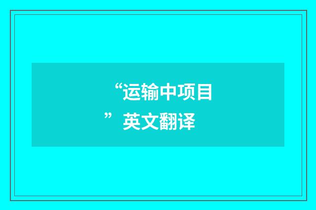 “运输中项目”英文翻译