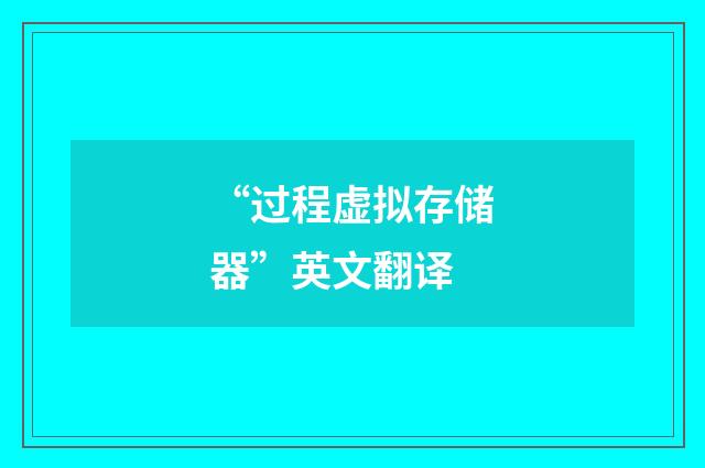 “过程虚拟存储器”英文翻译