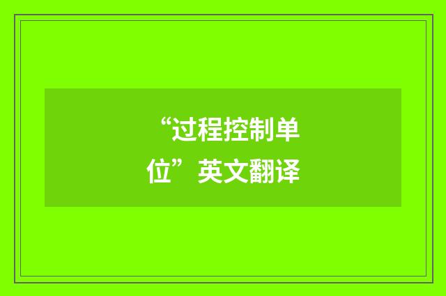 “过程控制单位”英文翻译
