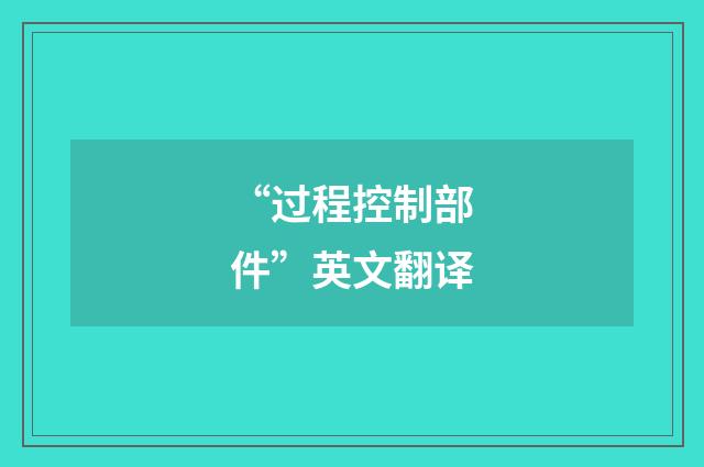 “过程控制部件”英文翻译
