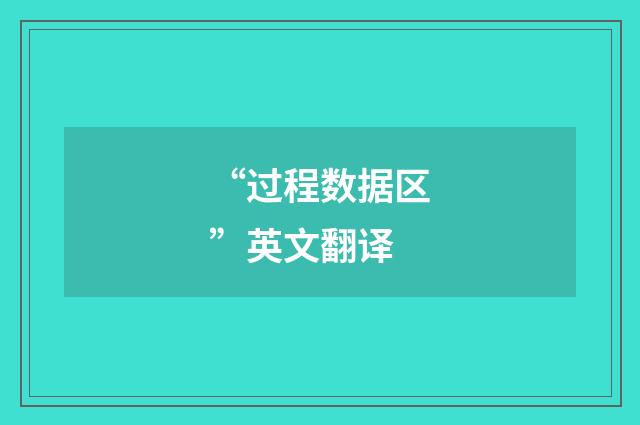 “过程数据区”英文翻译