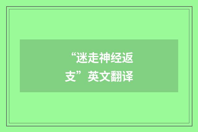 “迷走神经返支”英文翻译