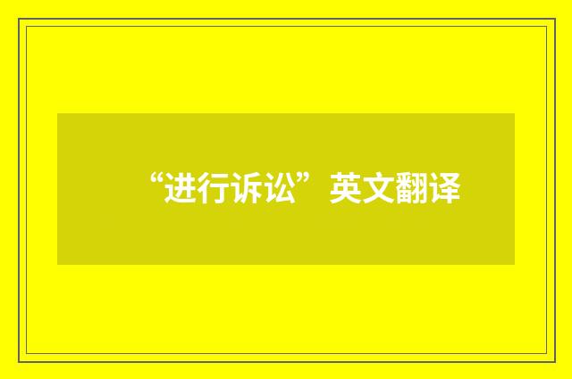 “进行诉讼”英文翻译
