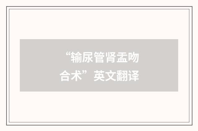 “输尿管肾盂吻合术”英文翻译