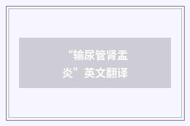 “输尿管肾盂炎”英文翻译