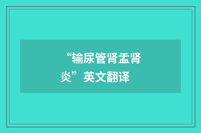 “输尿管肾盂肾炎”英文翻译