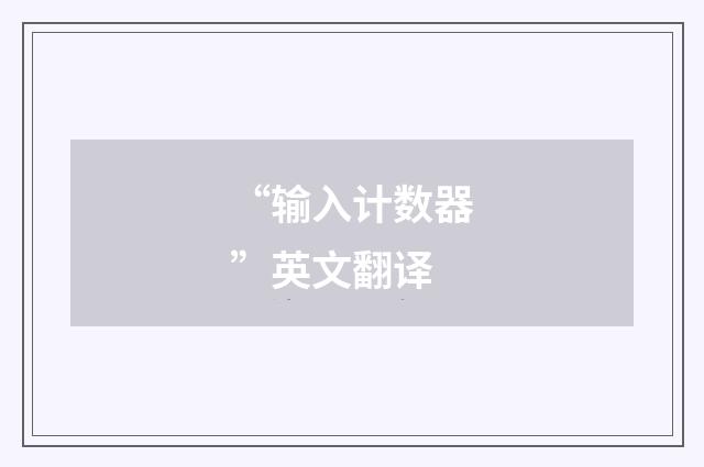 “输入计数器”英文翻译