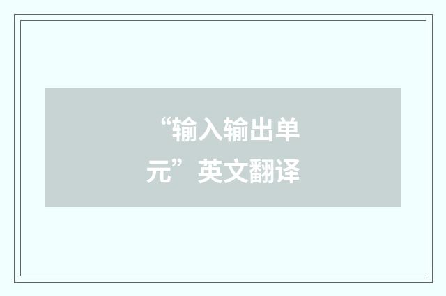 “输入输出单元”英文翻译