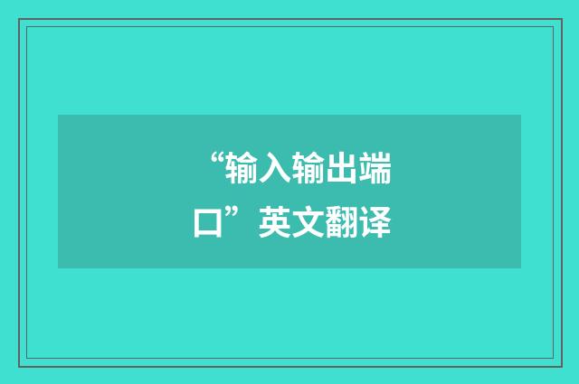 “输入输出端口”英文翻译