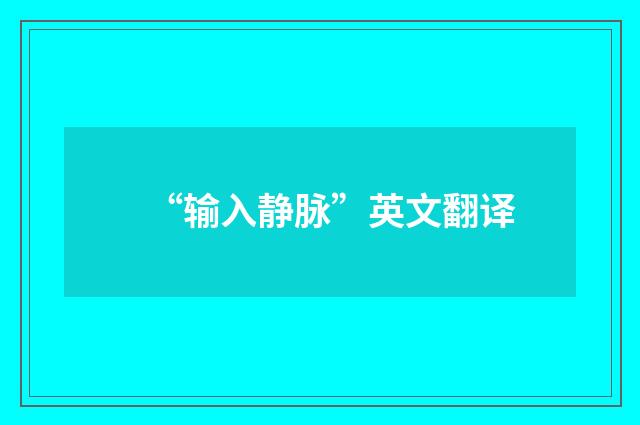 “输入静脉”英文翻译