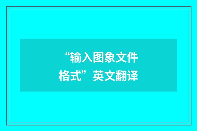 “输入图象文件格式”英文翻译