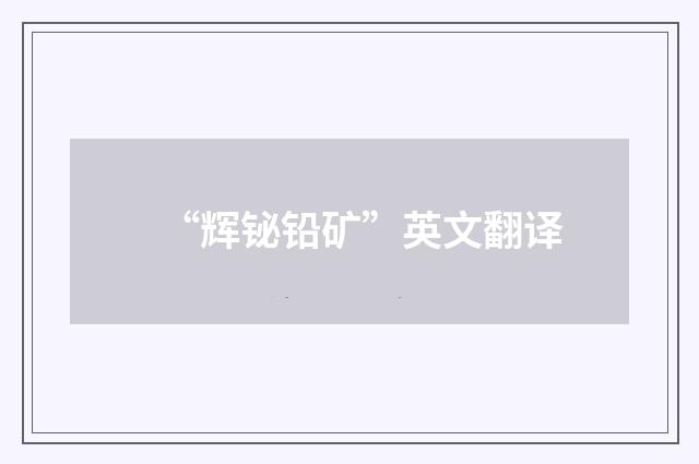 “辉铋铅矿”英文翻译