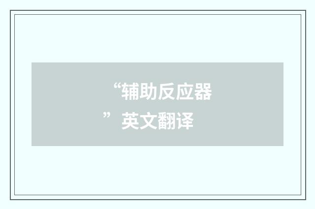 “辅助反应器”英文翻译