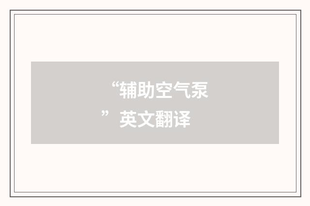 “辅助空气泵”英文翻译