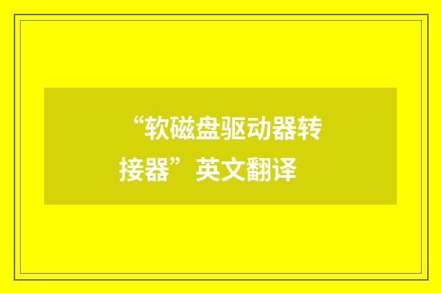 “软磁盘驱动器转接器”英文翻译