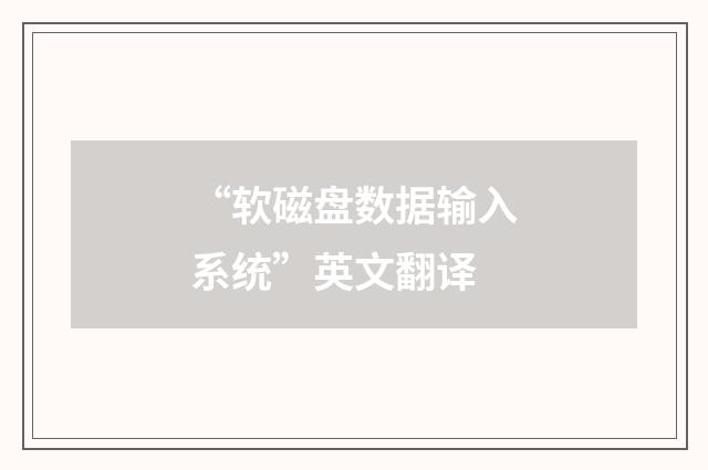 “软磁盘数据输入系统”英文翻译