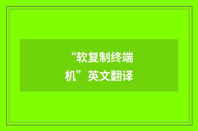 “软复制终端机”英文翻译