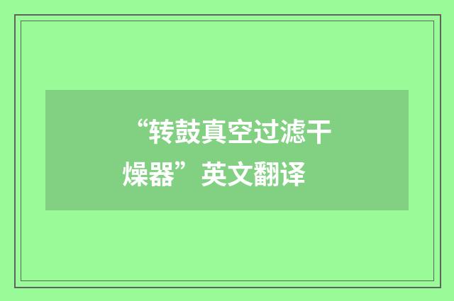 “转鼓真空过滤干燥器”英文翻译