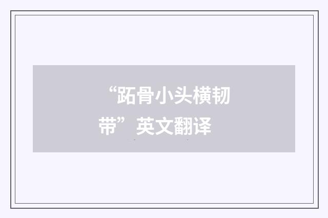 “跖骨小头横韧带”英文翻译