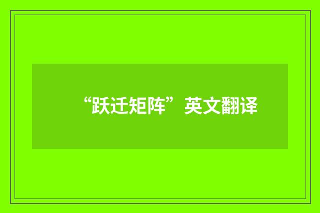 “跃迁矩阵”英文翻译