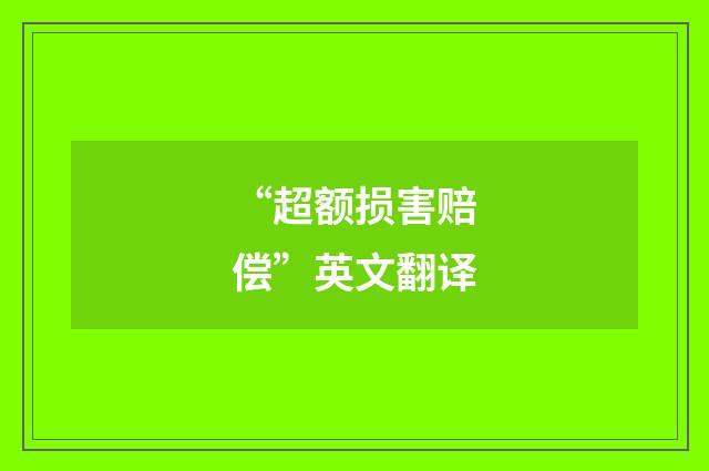 “超额损害赔偿”英文翻译