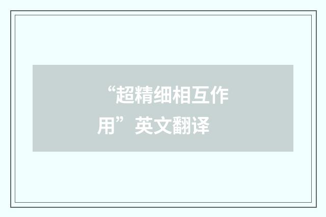 “超精细相互作用”英文翻译