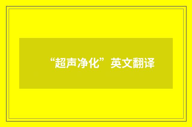 “超声净化”英文翻译