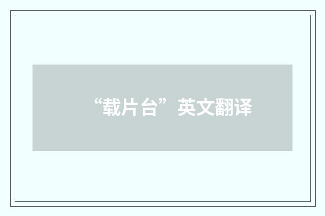 “载片台”英文翻译