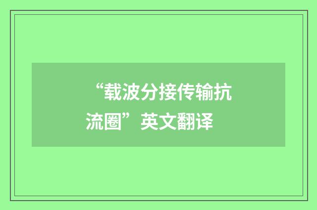 “载波分接传输抗流圈”英文翻译