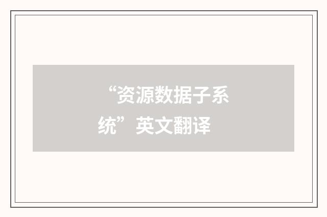 “资源数据子系统”英文翻译