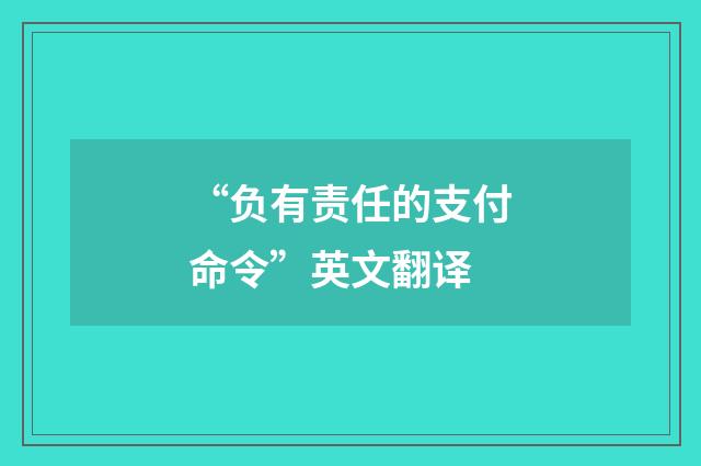 “负有责任的支付命令”英文翻译