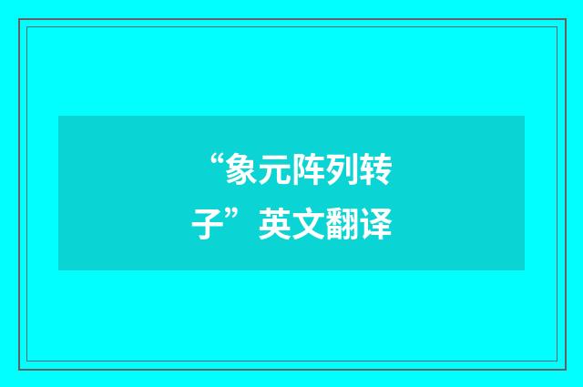 “象元阵列转子”英文翻译