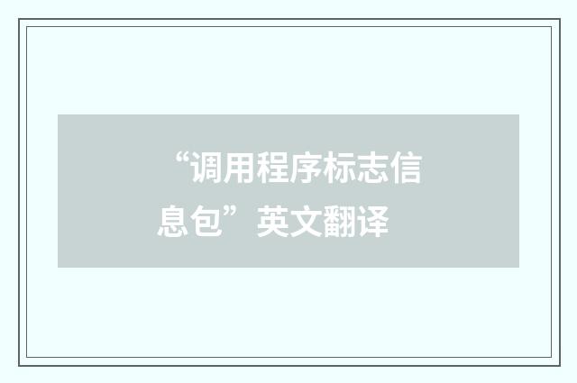 “调用程序标志信息包”英文翻译