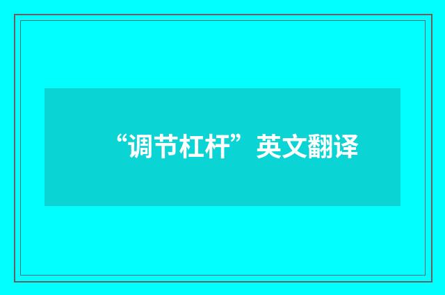“调节杠杆”英文翻译