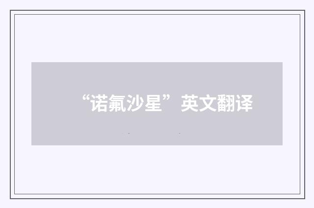 “诺氟沙星”英文翻译