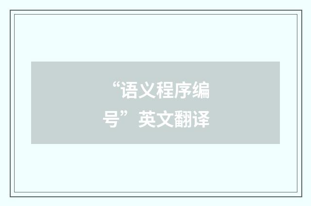 “语义程序编号”英文翻译