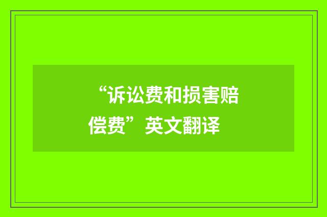 “诉讼费和损害赔偿费”英文翻译