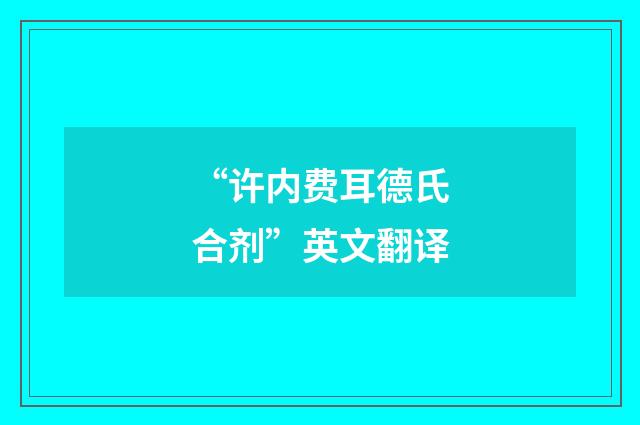 “许内费耳德氏合剂”英文翻译
