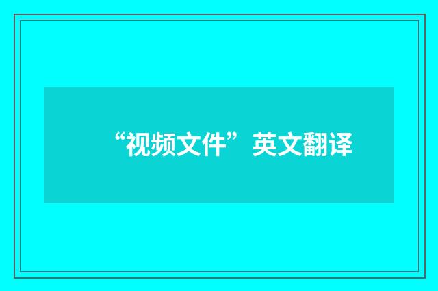 “视频文件”英文翻译