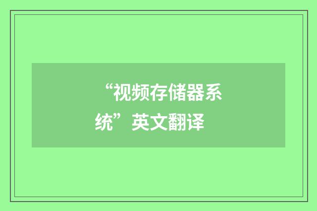“视频存储器系统”英文翻译