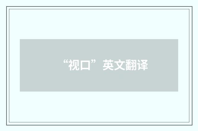 “视口”英文翻译