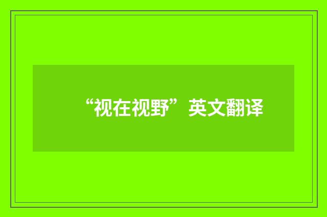 “视在视野”英文翻译